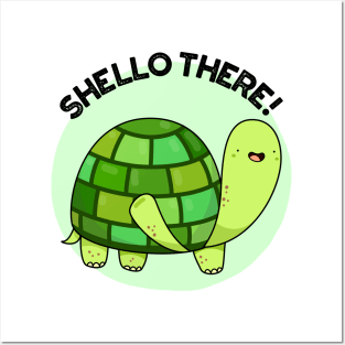 Shello There Cute Tortoise Greeting Pun Posters and Art